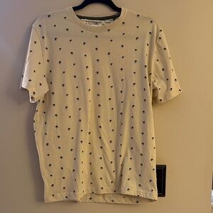 Men's Cream Short-Sleeve Tee with Navy Palm Print
